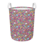 Groovy Girly Peace Pattern Print Round Laundry Basket