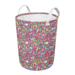 Groovy Girly Peace Pattern Print Round Laundry Basket
