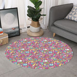 Groovy Girly Peace Pattern Print Round Rug