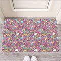 Groovy Girly Peace Pattern Print Rubber Doormat