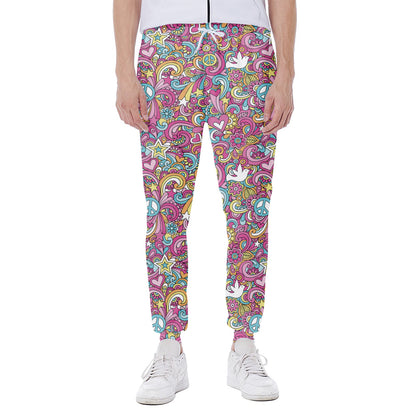 Groovy Girly Peace Pattern Print Scuba Joggers