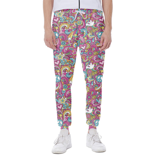 Groovy Girly Peace Pattern Print Scuba Joggers