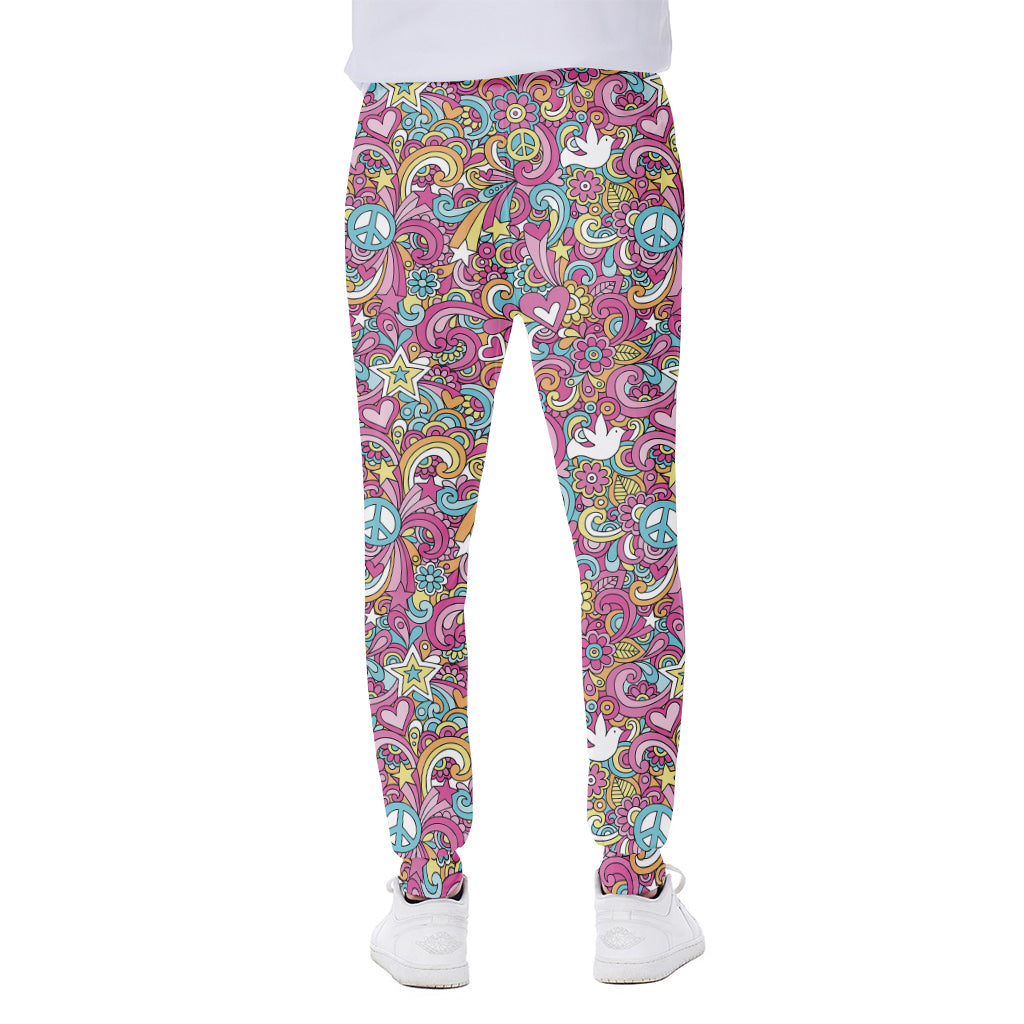 Groovy Girly Peace Pattern Print Scuba Joggers
