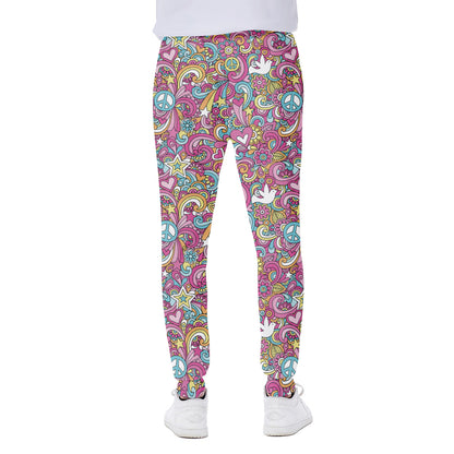Groovy Girly Peace Pattern Print Scuba Joggers
