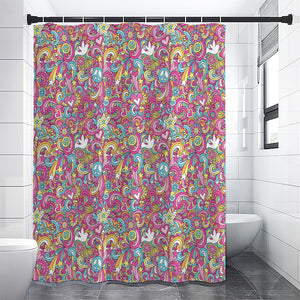 Groovy Girly Peace Pattern Print Shower Curtain