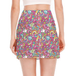 Groovy Girly Peace Pattern Print Side Slit Mini Skirt