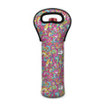 Groovy Girly Peace Pattern Print Single Neoprene Wine Tote