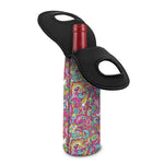 Groovy Girly Peace Pattern Print Single Neoprene Wine Tote
