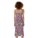 Groovy Girly Peace Pattern Print Slim Fit Midi Cami Dress