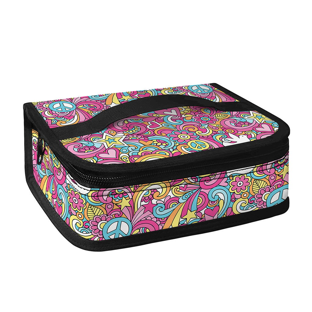 Groovy Girly Peace Pattern Print Small Lunch Bag
