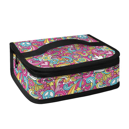 Groovy Girly Peace Pattern Print Small Lunch Bag