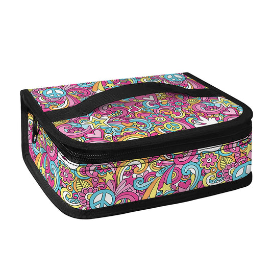 Groovy Girly Peace Pattern Print Small Lunch Bag
