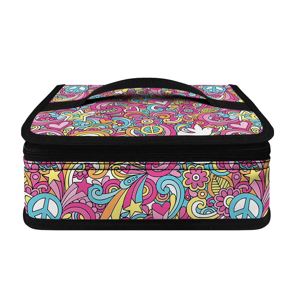 Groovy Girly Peace Pattern Print Small Lunch Bag