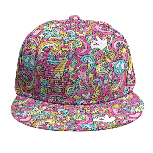 Groovy Girly Peace Pattern Print Snapback Cap