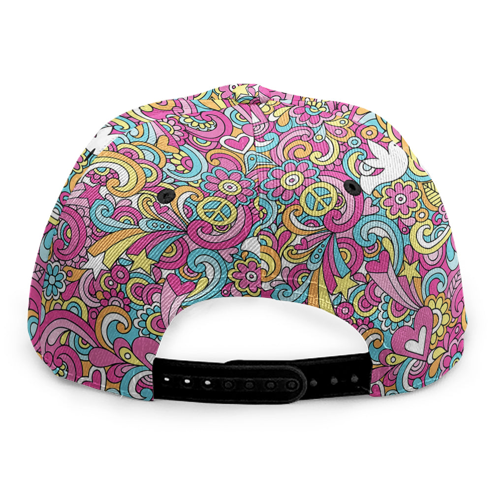 Groovy Girly Peace Pattern Print Snapback Cap