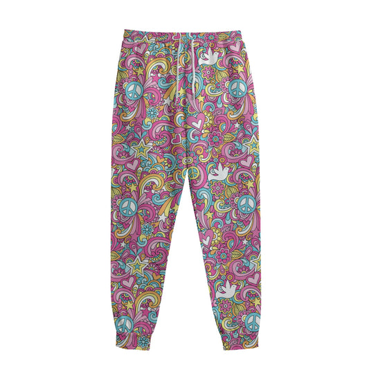 Groovy Girly Peace Pattern Print Sweatpants