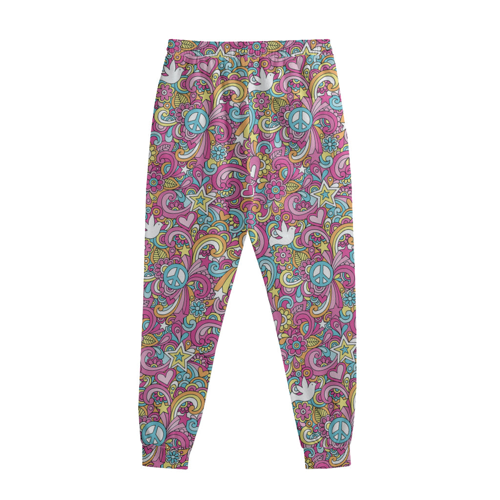 Groovy Girly Peace Pattern Print Sweatpants