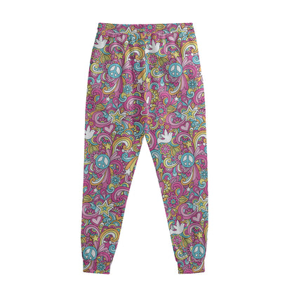 Groovy Girly Peace Pattern Print Sweatpants