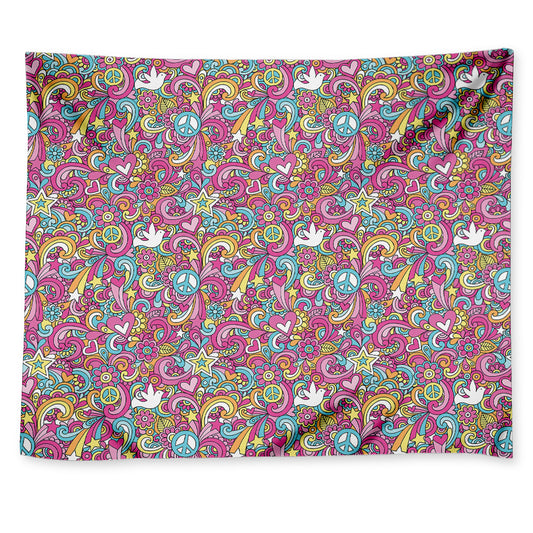 Groovy Girly Peace Pattern Print Tapestry