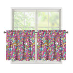 Groovy Girly Peace Pattern Print Tier Curtains