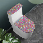Groovy Girly Peace Pattern Print Toilet Lid And Tank Cover Set