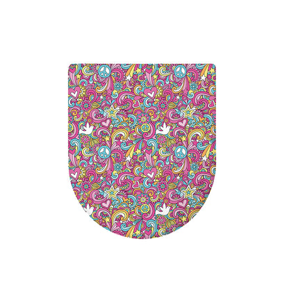 Groovy Girly Peace Pattern Print Toilet Lid Cover