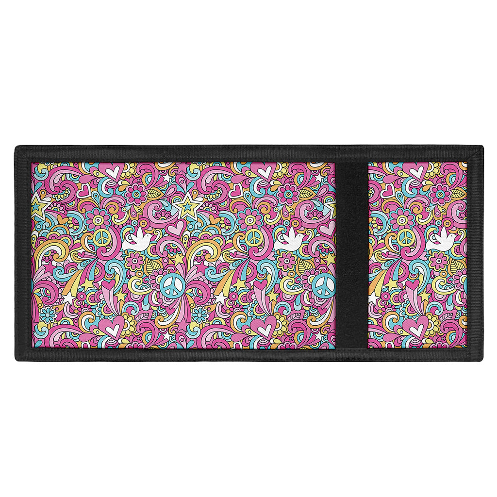 Groovy Girly Peace Pattern Print Trifold Wallet