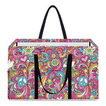 Groovy Girly Peace Pattern Print Utility Tote Bag
