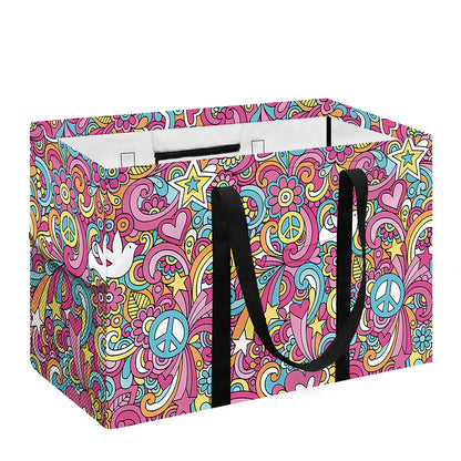 Groovy Girly Peace Pattern Print Utility Tote Bag