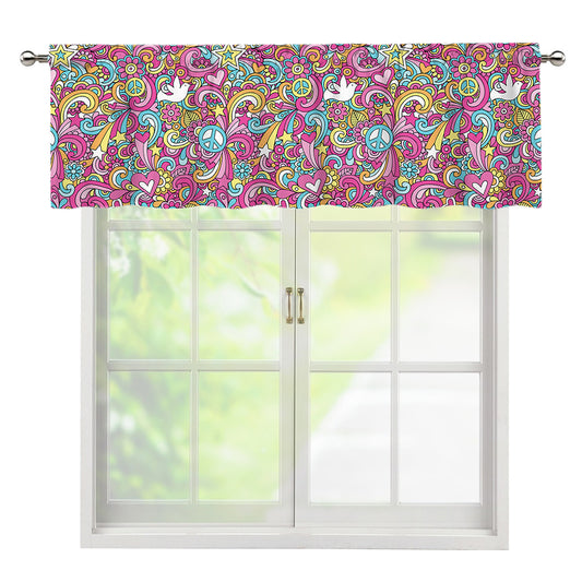 Groovy Girly Peace Pattern Print Window Valance