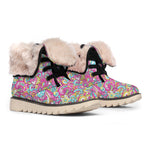 Groovy Girly Peace Pattern Print Winter Boots