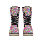 Groovy Girly Peace Pattern Print Winter Boots