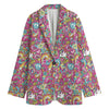 Groovy Girly Peace Pattern Print Women's Blazer