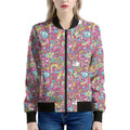 Groovy Girly Peace Pattern Print Women's Bomber Jacket