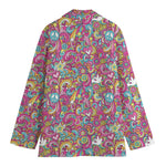 Groovy Girly Peace Pattern Print Women's Cotton Blazer