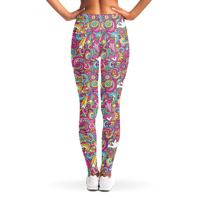 Groovy Girly Peace Pattern Print Women's Leggings