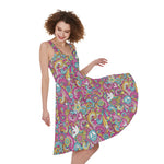 Groovy Girly Peace Pattern Print Women's Sleeveless Dress