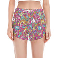 Groovy Girly Peace Pattern Print Women's Split Running Shorts