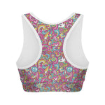 Groovy Girly Peace Pattern Print Women's Sports Bra