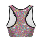 Groovy Girly Peace Pattern Print Women's Sports Bra