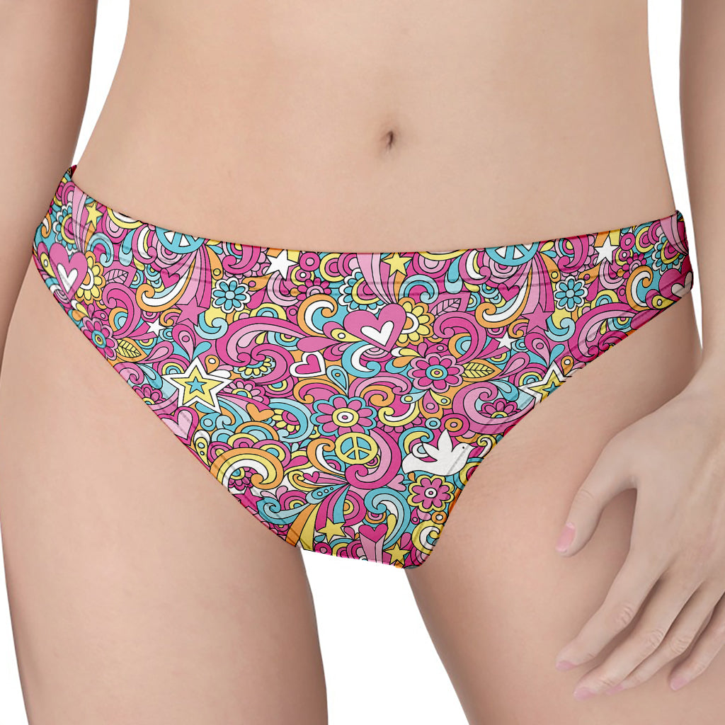 Groovy Girly Peace Pattern Print Women's Thong