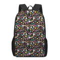 Groovy Hippie Peace Pattern Print 17 Inch Backpack