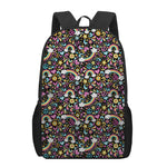 Groovy Hippie Peace Pattern Print 17 Inch Backpack