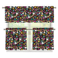 Groovy Hippie Peace Pattern Print 3 Piece Kitchen Curtains