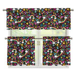 Groovy Hippie Peace Pattern Print 3 Piece Kitchen Curtains