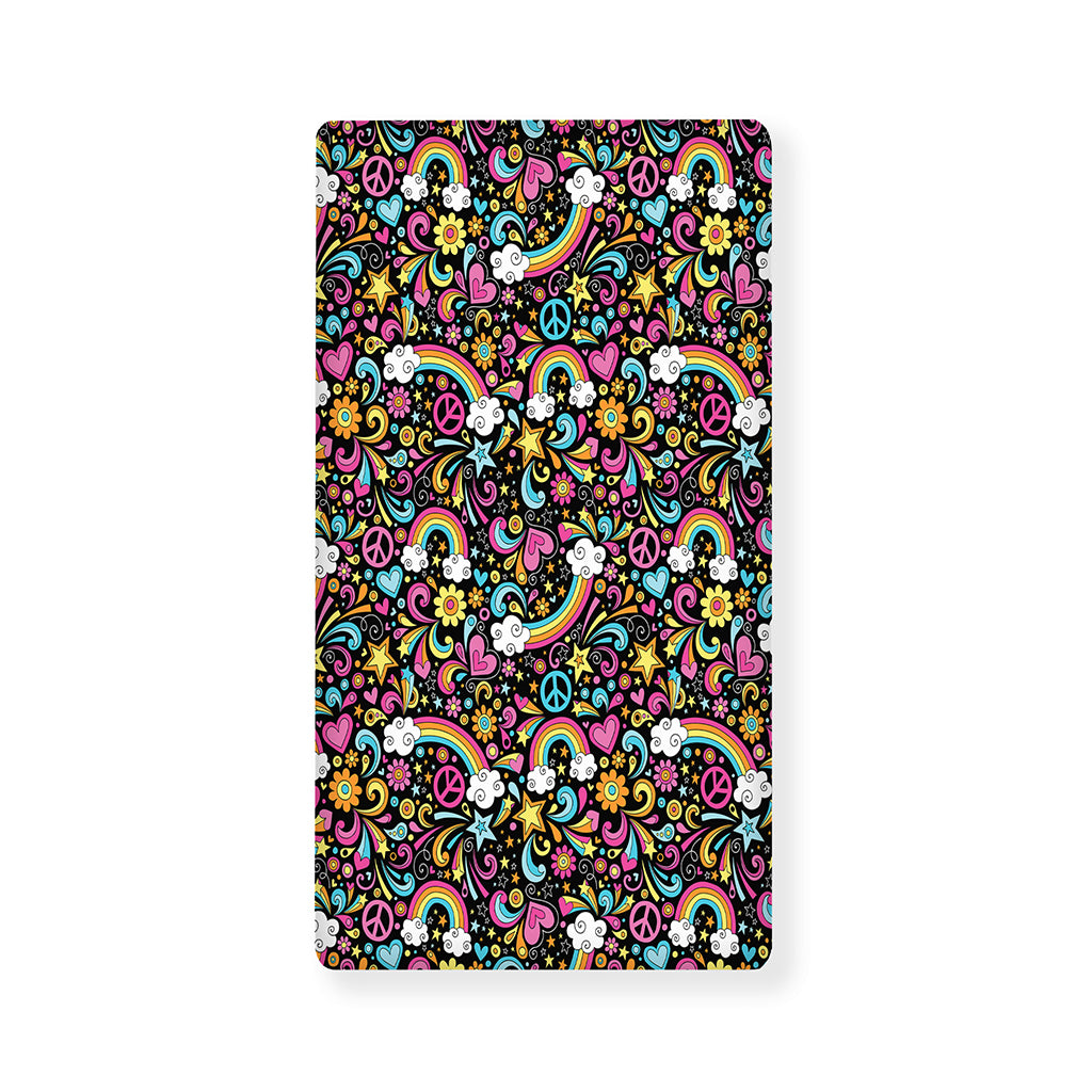 Groovy Hippie Peace Pattern Print Baby Crib Sheet