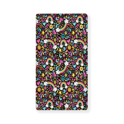 Groovy Hippie Peace Pattern Print Baby Crib Sheet