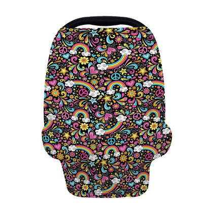 Groovy Hippie Peace Pattern Print Baby Seat Cover