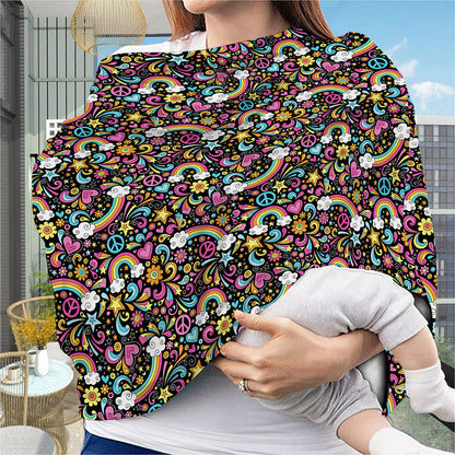 Groovy Hippie Peace Pattern Print Baby Seat Cover