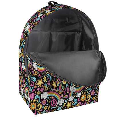 Groovy Hippie Peace Pattern Print Backpack